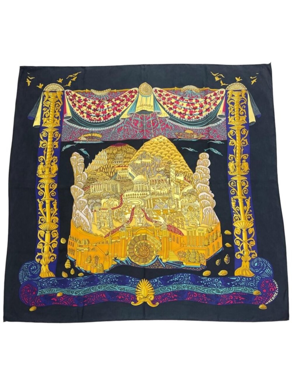 Hermes L'atlantide Scarf Silk Multicolor Carre 90